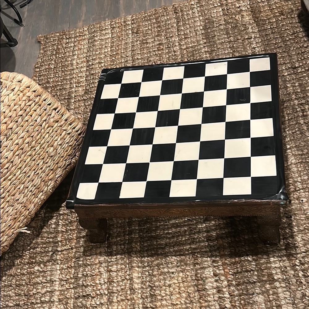 Mid 20th Century Anglo Raj Hand-Crafted Game Chess Low Table India